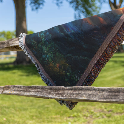 Celtic Christian Cross Stained Glass Woven Throw Blanket Perfect for Inspirational Home Decor and Cozy Faithful Comfort - Awakening Righteousness