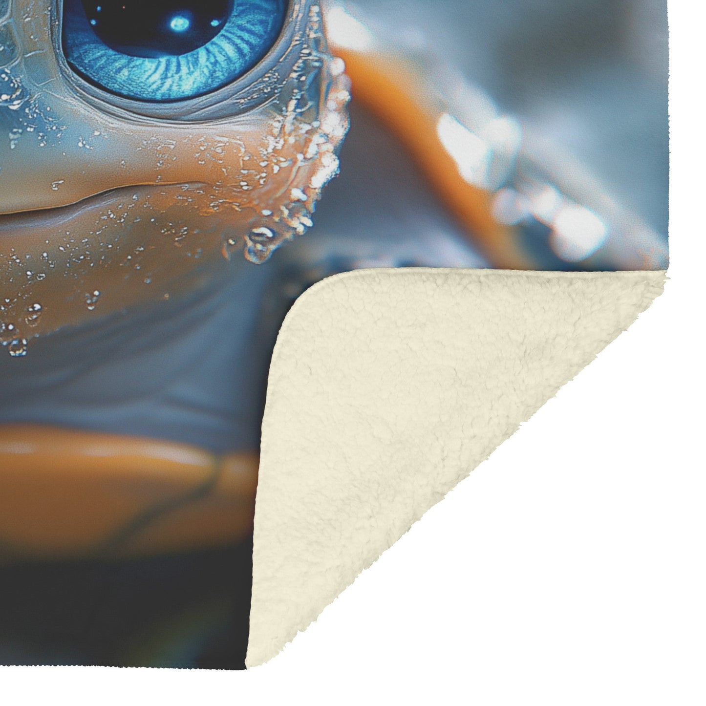 Cheerful Cute Baby Turtle Blue Eyes Water Droplets Cozy Fleece Sherpa Blanket - Awakening Righteousness