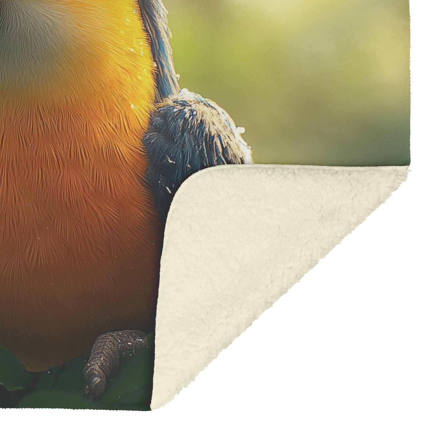 Cheerful Toucan on Lush Leaf Sherpa Fleece Blanket - Awakening Righteousness