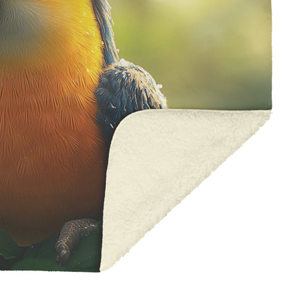 Cheerful Toucan on Lush Leaf Sherpa Fleece Blanket - Awakening Righteousness