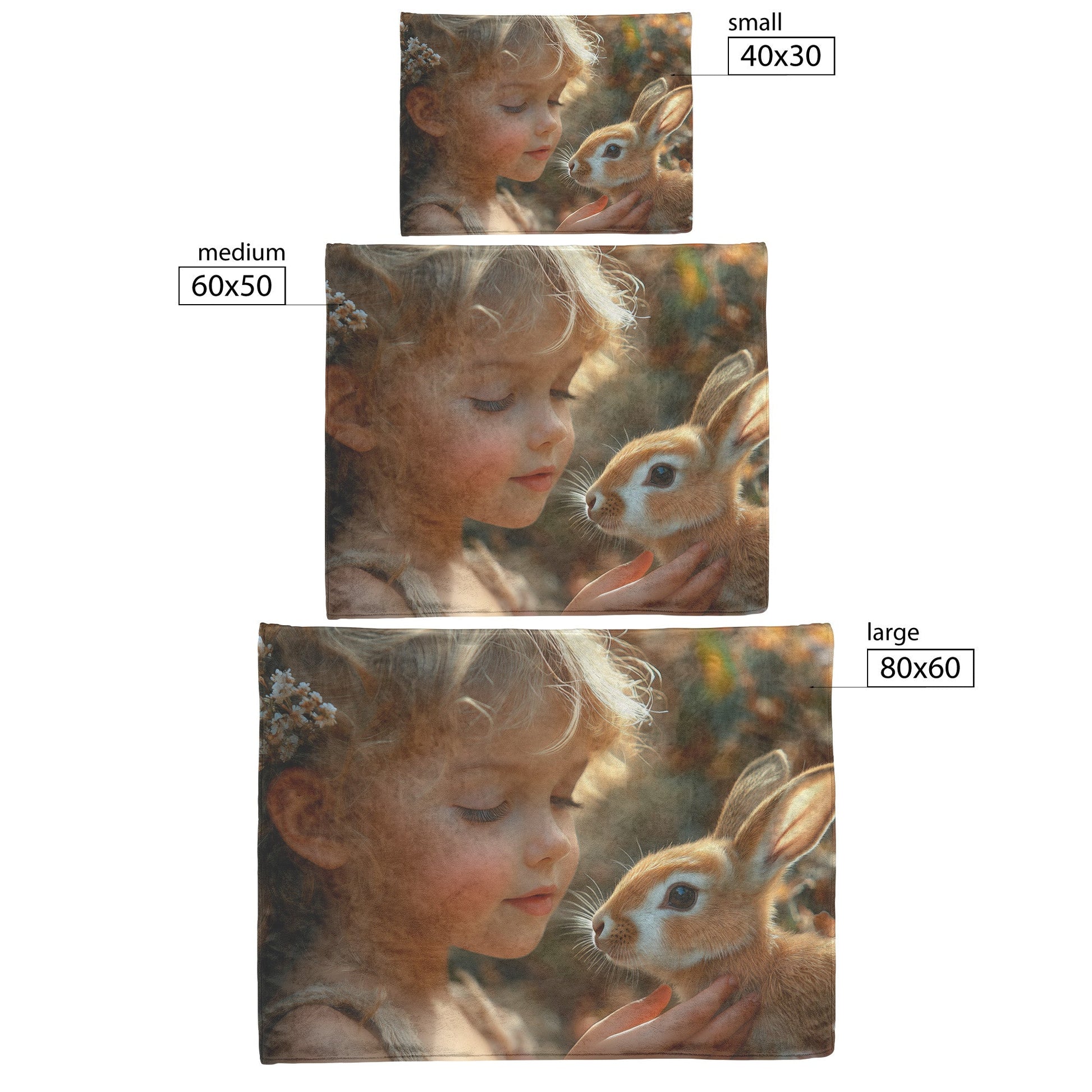 Child and Bunny Harmony Fleece Sherpa Blanket Soft Nature Inspired Whimsical Design - Awakening Righteousness