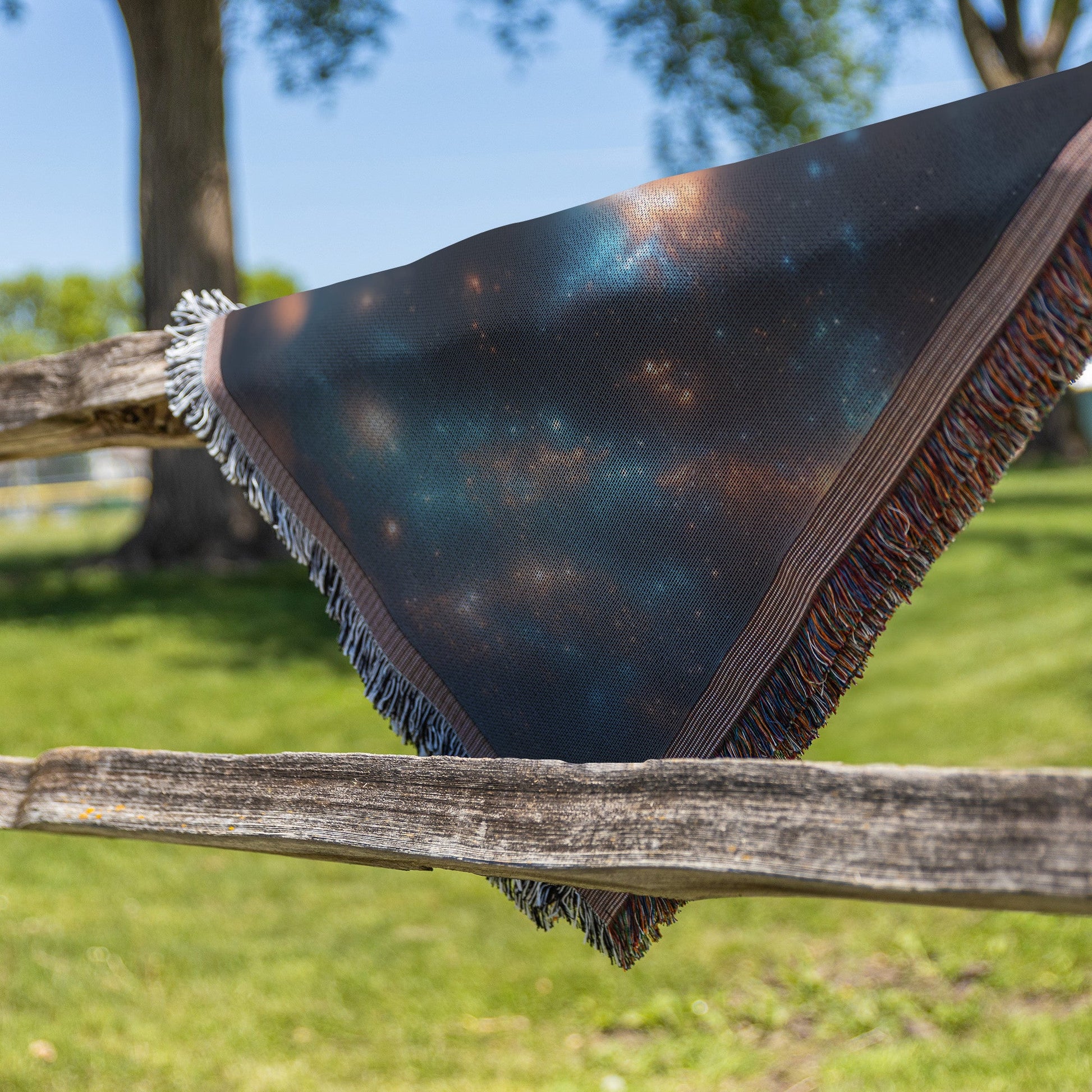 Child Gazing at Stars in Cosmic Sky Galaxy Woven Throw Blanket for Bedroom and Home Decor - Awakening Righteousness