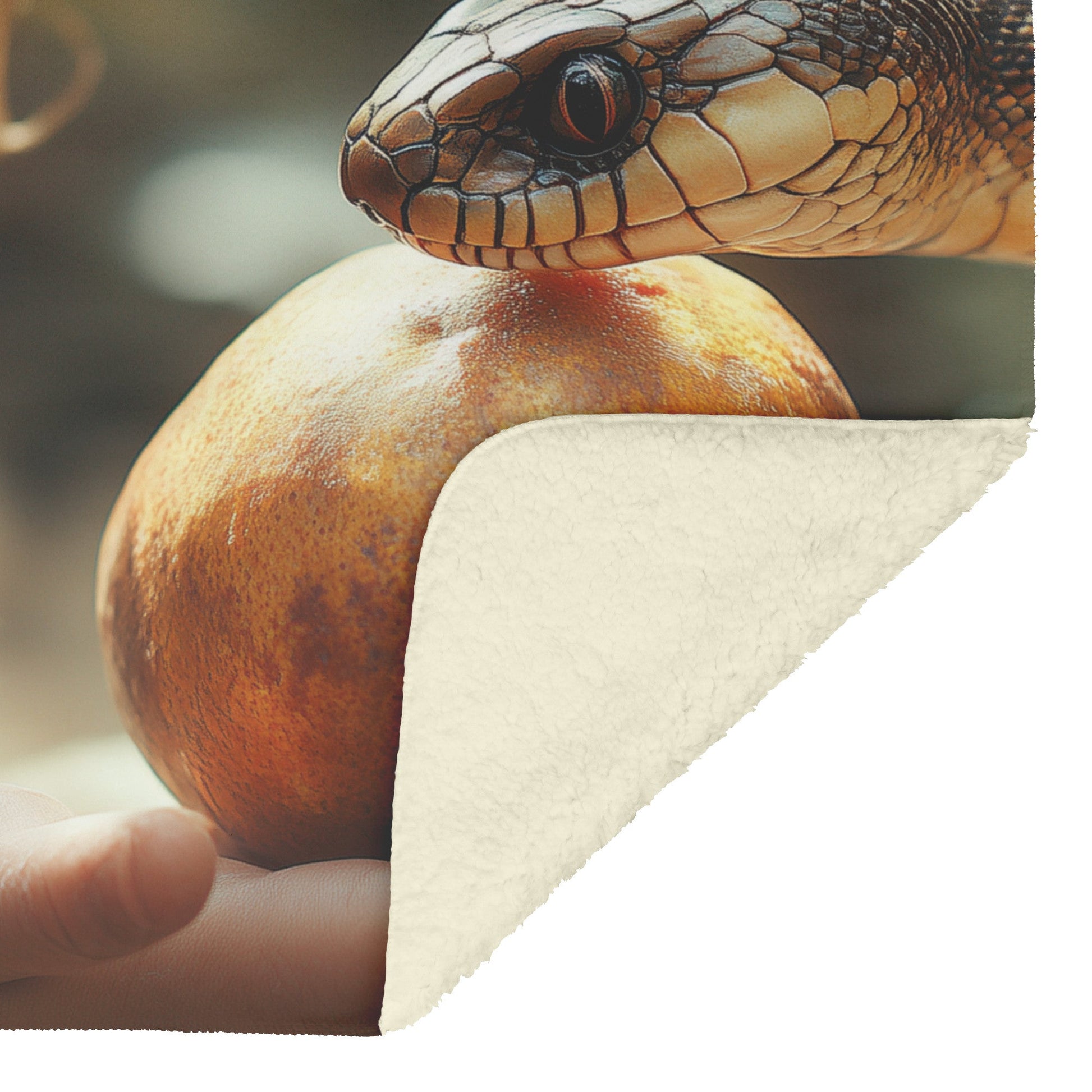 Child Holding Fruit with Serpent Eden Inspired Fleece Sherpa Blanket Luxurious Christian Design Perfect for Home Comfort - Awakening Righteousness
