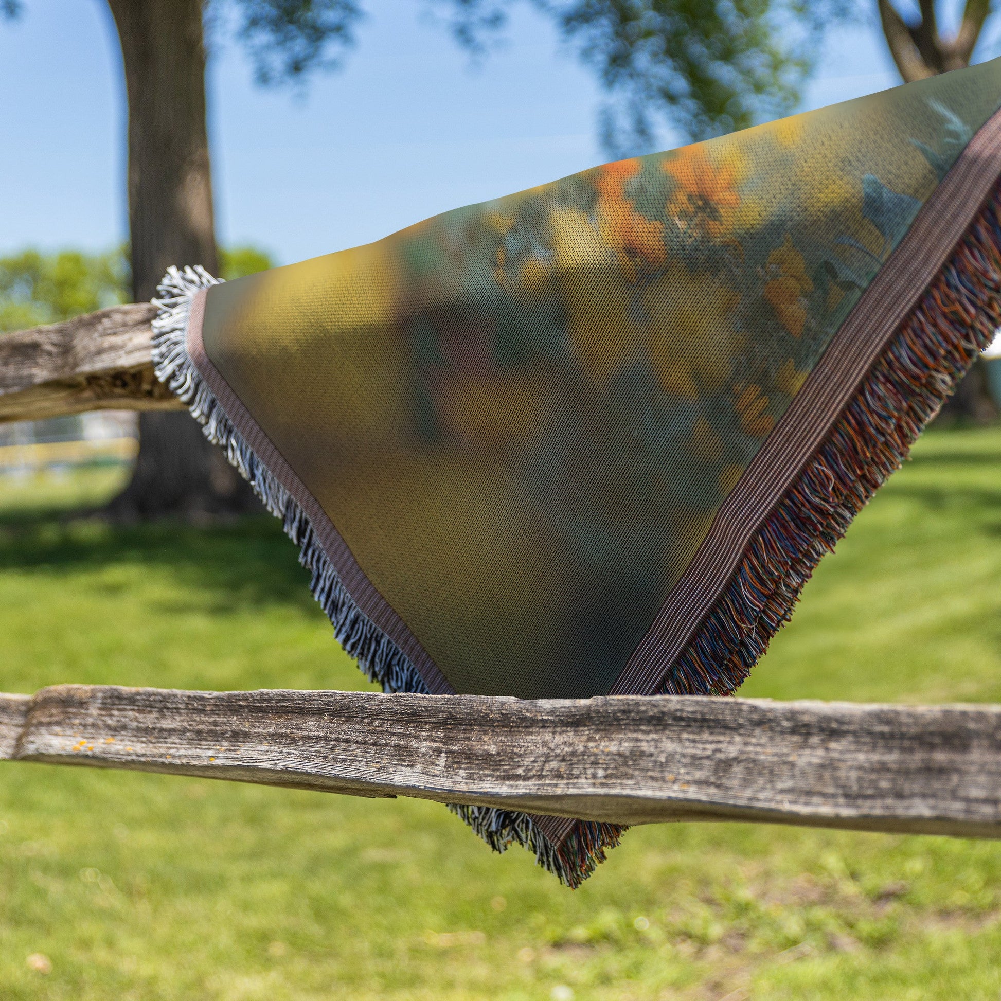 Children Reading in Flower Field with Rainbow Woven Throw Blanket - Awakening Righteousness