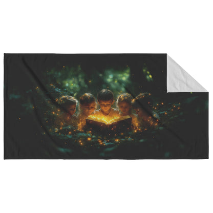 Children Reading the Bible Beach Towel Inspiring Faith and Wonder Perfect for Family Beach Days - Awakening Righteousness