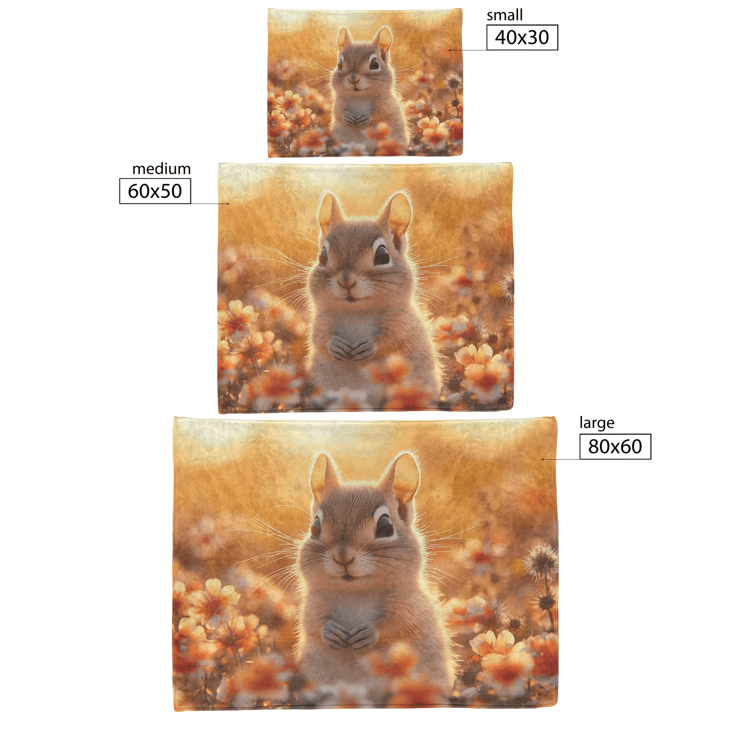 Chipmunk Exploring Glowing Field of Wildflowers Under Vibrant Sunset with Fur Illuminated by Golden Light Fleece Sherpa Blanket - Awakening Righteousness