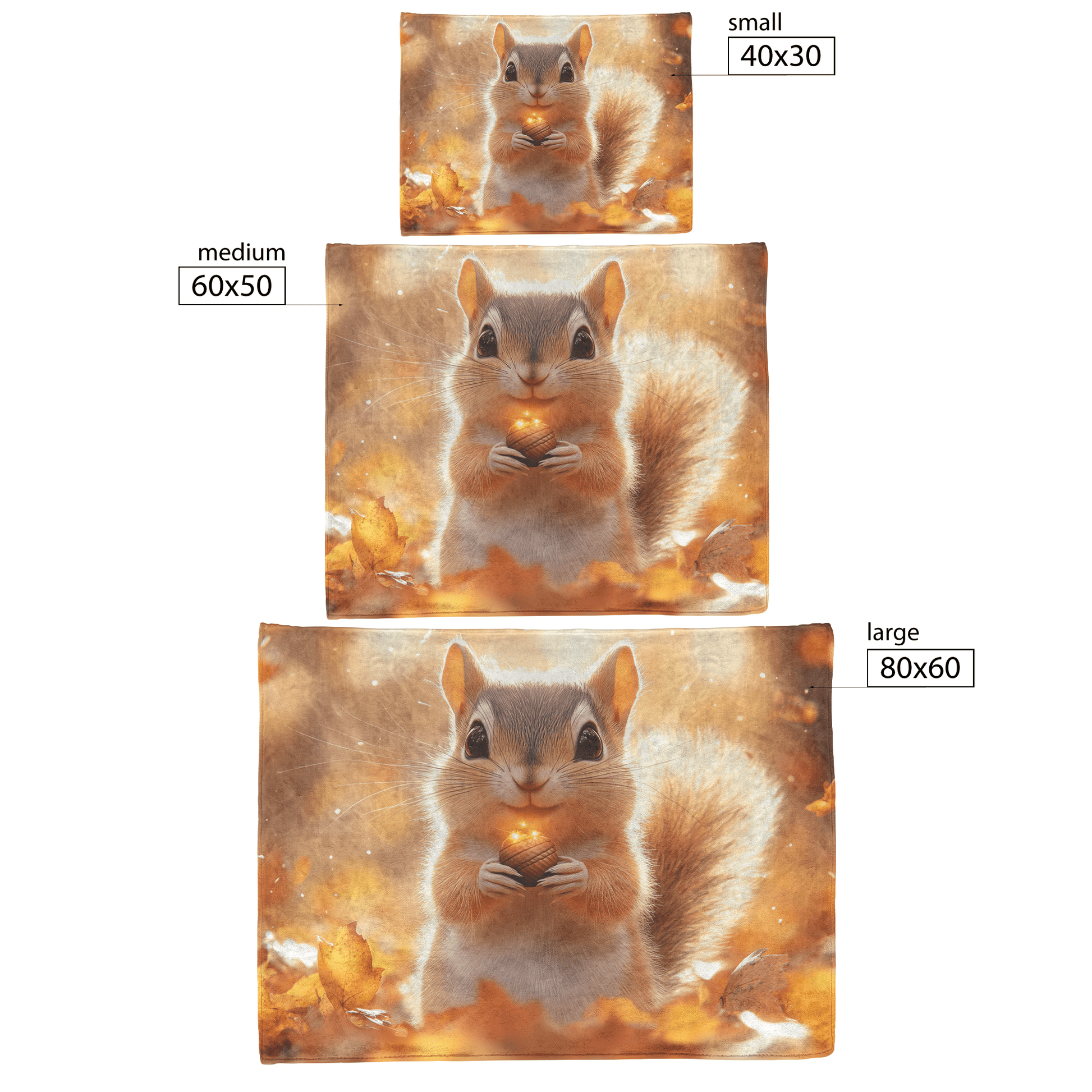 Chipmunk Holding Glowing Acorn in Vibrant Autumn Forest With Golden Leaves and Soft Morning Mist Fleece Sherpa Blanket - Awakening Righteousness