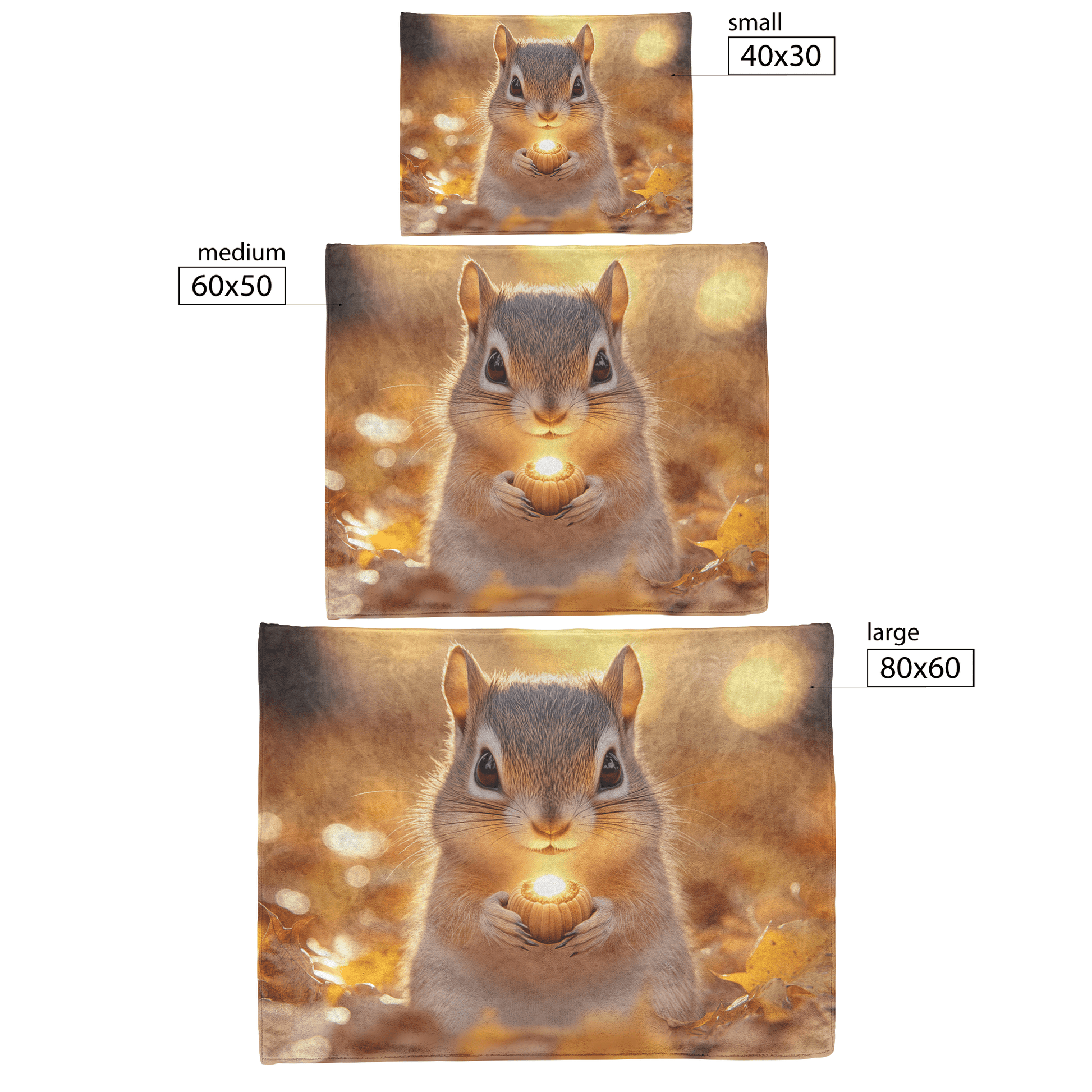 Chipmunk Holding Glowing Acorn in Vibrant Autumn Forest With Golden Leaves and Soft Morning Mist Fleece Sherpa Blanket - Awakening Righteousness