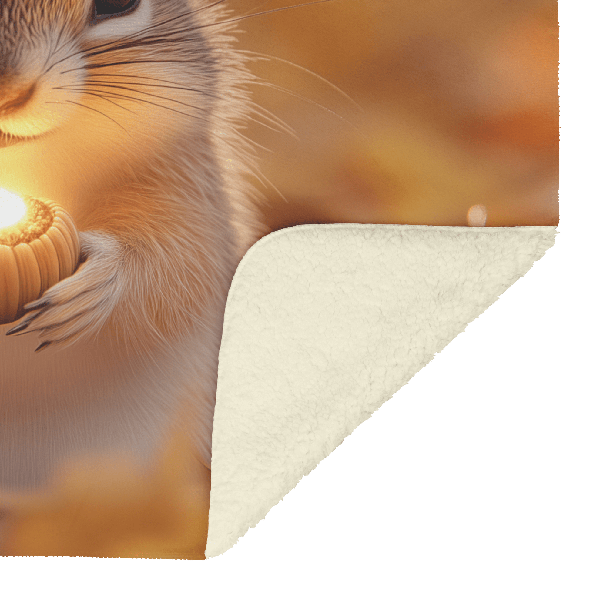 Chipmunk Holding Glowing Acorn in Vibrant Autumn Forest With Golden Leaves and Soft Morning Mist Fleece Sherpa Blanket - Awakening Righteousness