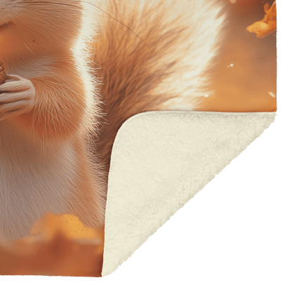 Chipmunk Holding Glowing Acorn in Vibrant Autumn Forest With Golden Leaves and Soft Morning Mist Fleece Sherpa Blanket - Awakening Righteousness