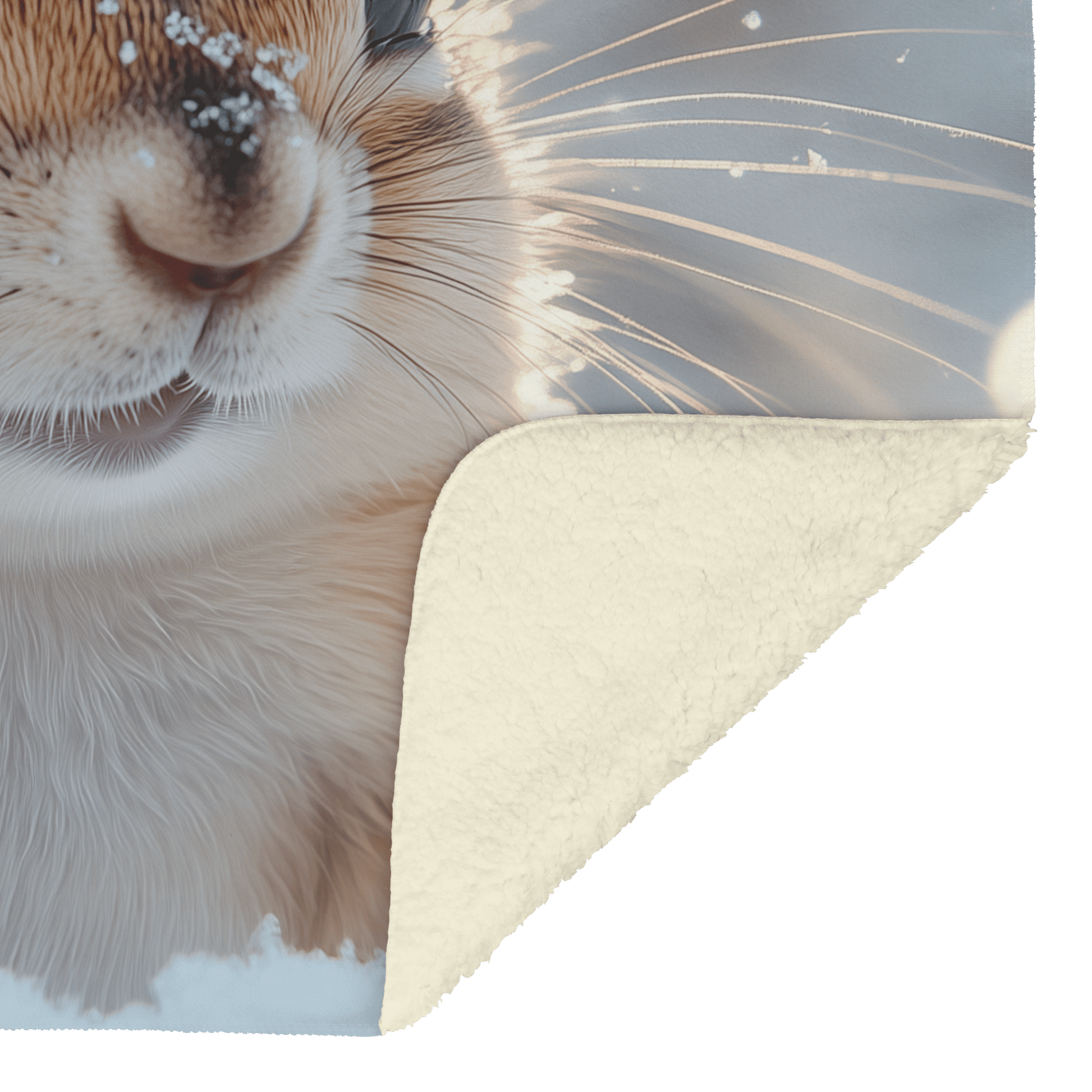 Chipmunk Standing in Snowy Forest Surrounded by Glowing Frost Covered Branches and Twinkling Snowflakes Fleece Sherpa Blanket - Awakening Righteousness