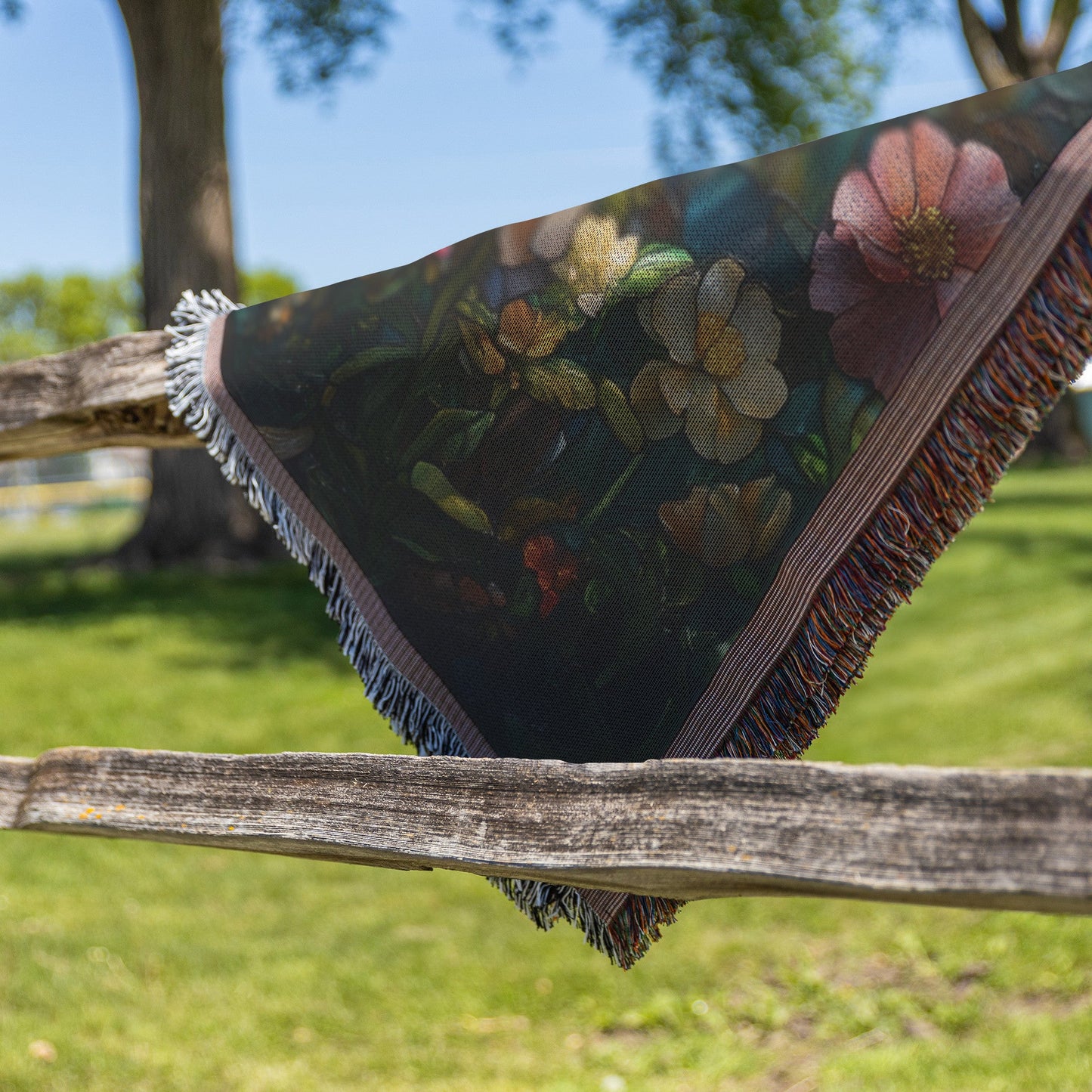 Christian Cross and Floral Stained Glass Woven Throw Blanket for Inspirational Home Decor and Cozy Comfort - Awakening Righteousness