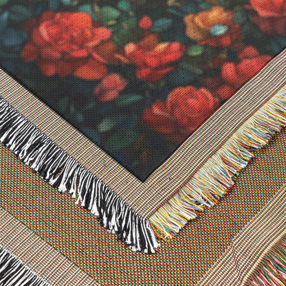 Christian Cross Stained Glass Roses Design Woven Throw Blanket for Faithful Inspirational Home Decor and Cozy Comfort - Awakening Righteousness