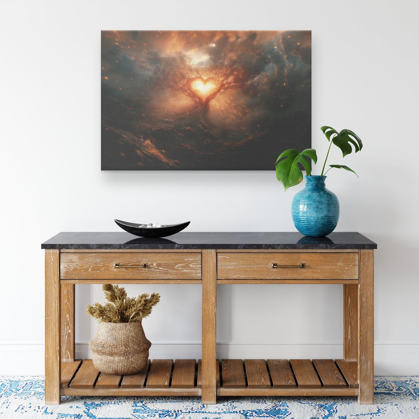 Circumcision of the Heart Glowing Tree with Radiant Light Vines and Scripture Canvas Wall Art Decor - Awakening Righteousness