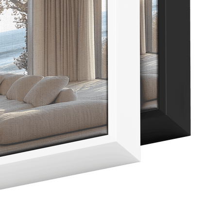 Coastal View Calm Waves Beige Gray Muted Tones Minimalist Detailing Ultra High Definition Tranquil Panoramic Framed Canvas Wall Art - Awakening Righteousness