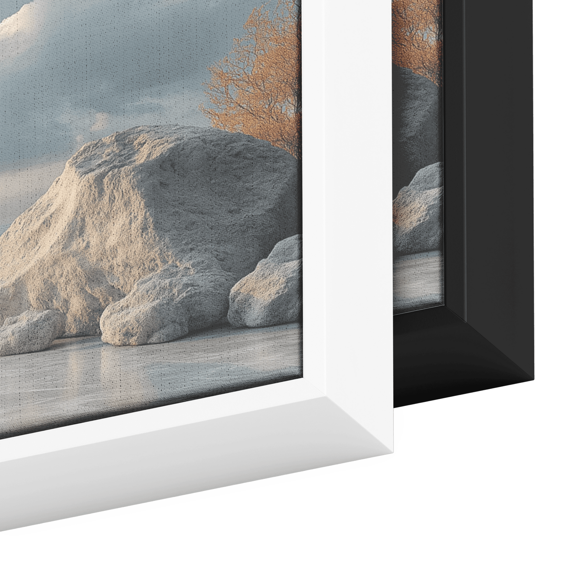 Coastal View Calm Waves Beige Gray Muted Tones Minimalist Detailing Ultra High Definition Tranquil Panoramic Framed Canvas Wall Art - Awakening Righteousness