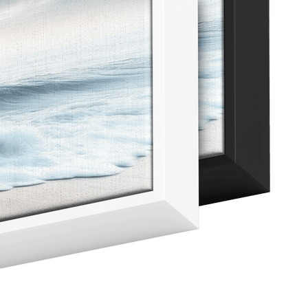Coastline Scene Muted Gray Tones Rolling Waves Soft Sandy Shore Ultra High Definition Elegant Simplicity Panoramic Framed Canvas Wall Art - Awakening Righteousness
