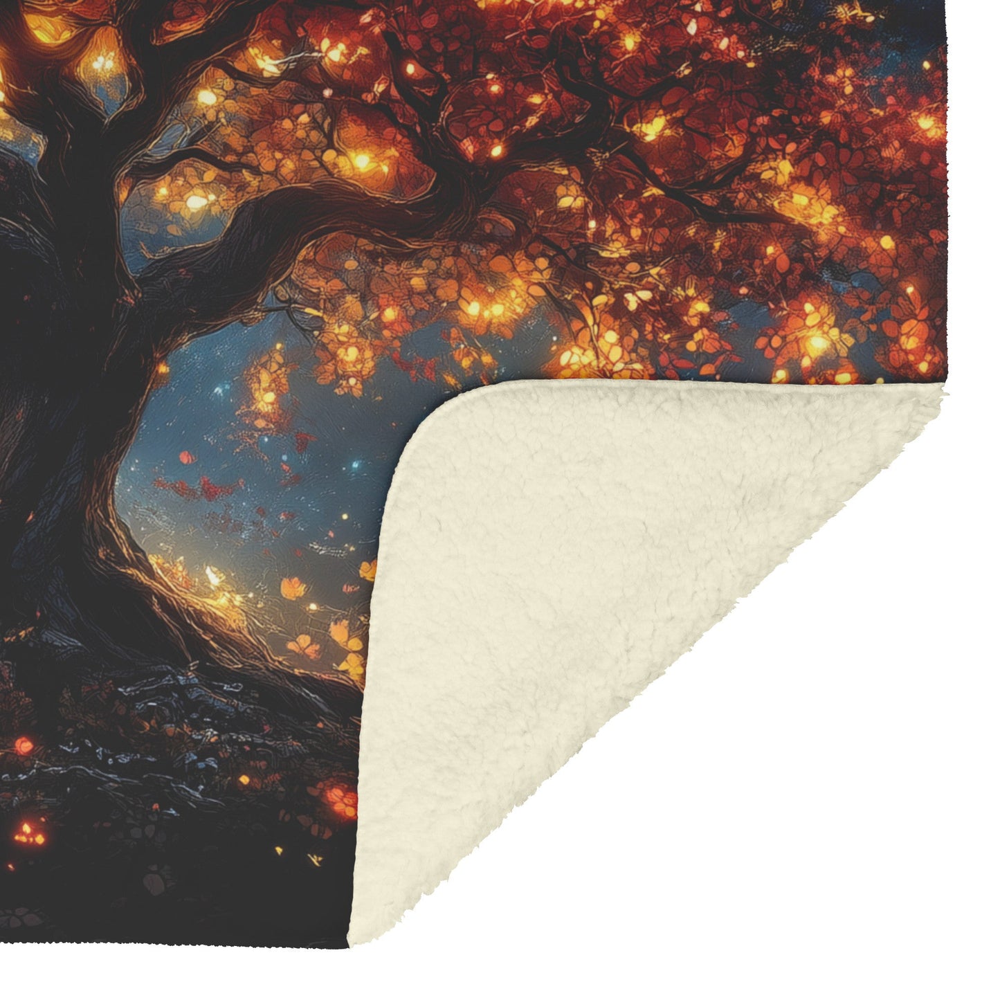 Cosmic Tree of Life Cozy Christian Fleece Sherpa Blanket - Awakening Righteousness