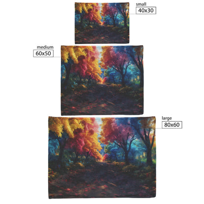 Cozy Autumn Forest Path Cozy Fleece Sherpa Blanket with Fall Leaves and Scenic Nature View - Awakening Righteousness