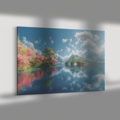 Crystal Clear Lake with Vibrant Trees and Majestic Mountains Canvas Wall Art Decor - Awakening Righteousness
