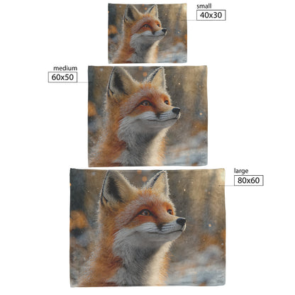 Curious Fox Winter Landscape Fleece Sherpa Blanket Soft Cozy Blanket - Awakening Righteousness