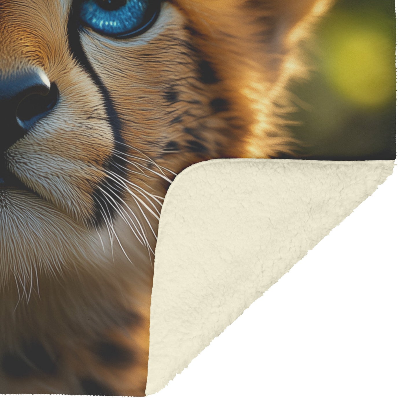 Cute Baby Cheetah Blue Eyes Innocent Expression Cozy Fleece Sherpa Blanket Nature Beauty - Awakening Righteousness