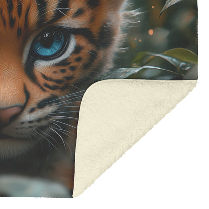 Cute Baby Leopard Baby Cozy Fleece Sherpa Blanket Jungle Adventure Decor - Awakening Righteousness