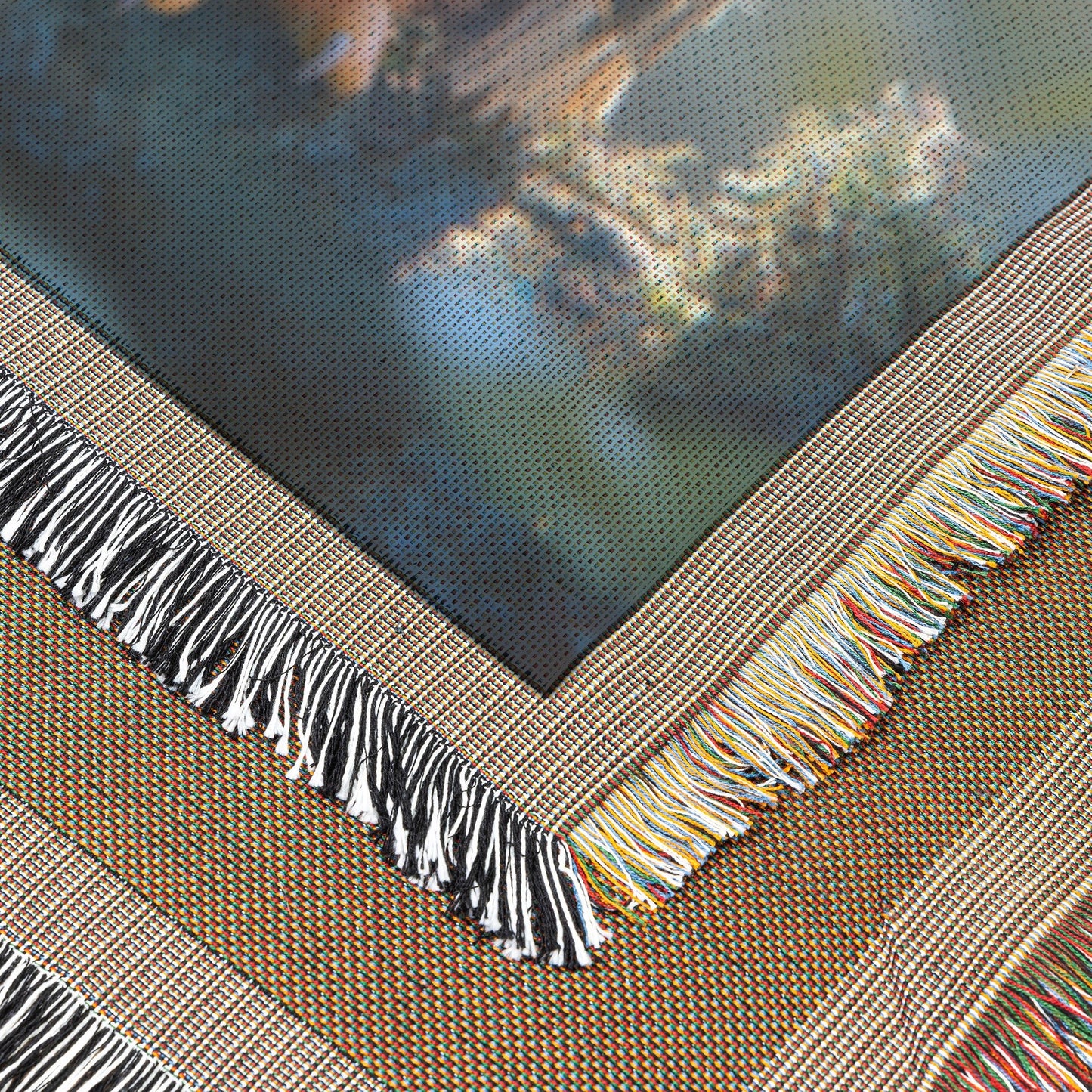Cute Baby Owl Perched On a Tree Branch in Sunlit Forest Woven Throw Blanket - Awakening Righteousness