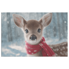 Cute Baby Reindeer with Blue Eyes Snowy Canvas Wall Art - Awakening Aesthetics