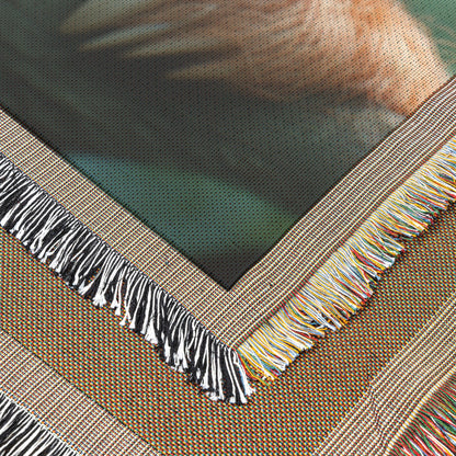 Cute Baby Sloth on Tree Branch in Lush Jungle with Expressive Eyes Cozy Woven Throw Blanket - Awakening Righteousness