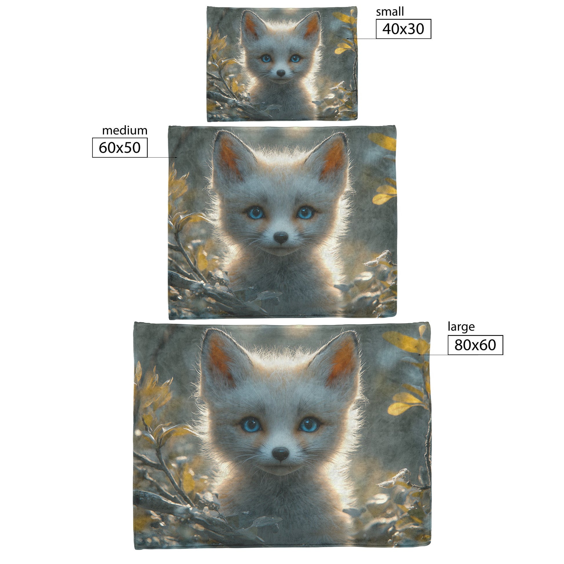 Cute Baby Snow Fox with Blue Eyes and White Fur Cozy Fleece Sherpa Blanket - Awakening Righteousness