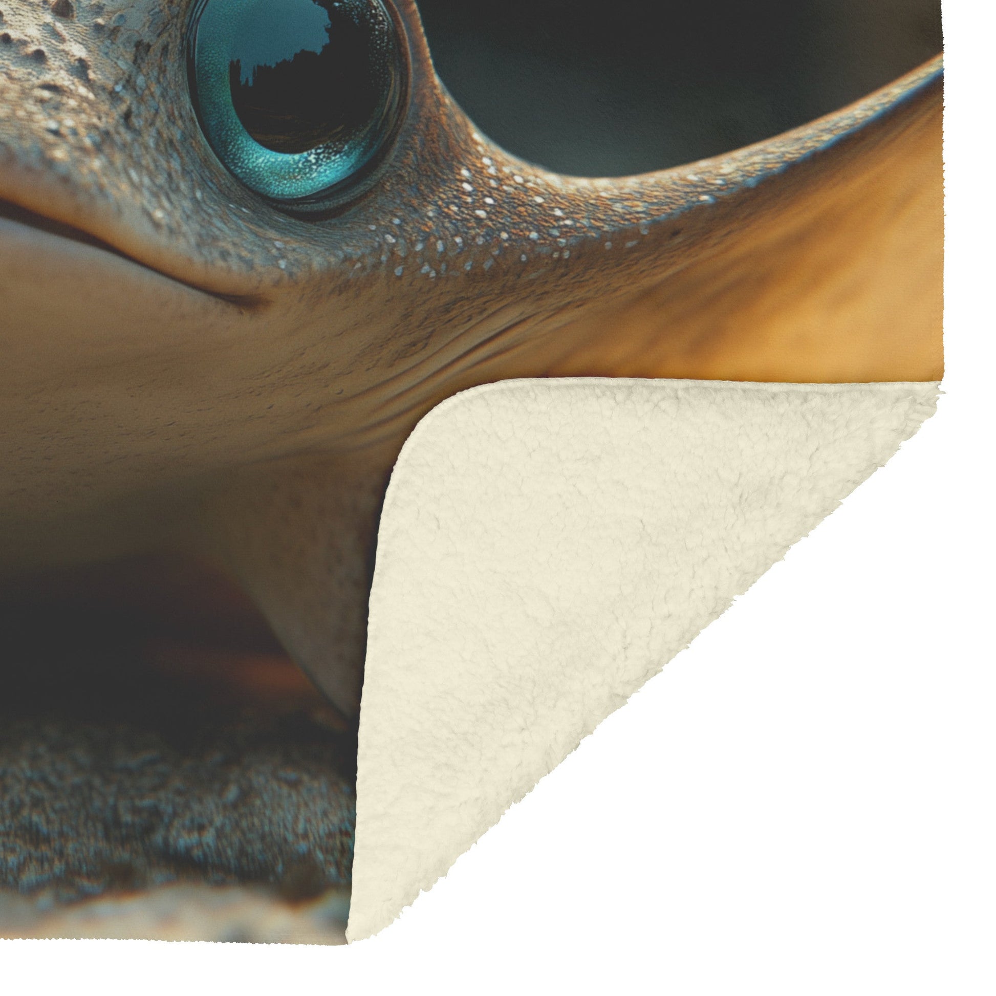 Cute Charming Sting Ray with Expressive Eyes on Ocean Floor Cozy Fleece Sherpa Blanket - Awakening Righteousness