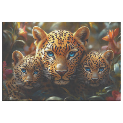 Cute Leopard Family With Blue Eyes Natural Scenery Wildlife Canvas Wall Art Decor - Awakening Righteousness