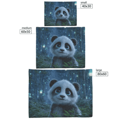 Cute Panda With Blue Eyes Surrounded By Floating Lanterns In Glowing Bamboo Forest Sherpa Fleece Blanket - Awakening Aesthetics