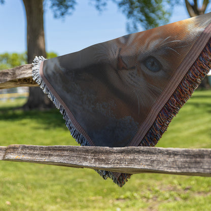 Cute Playful Orange Kittens in Forest Cozy Woven Throw Blanket - Awakening Righteousness