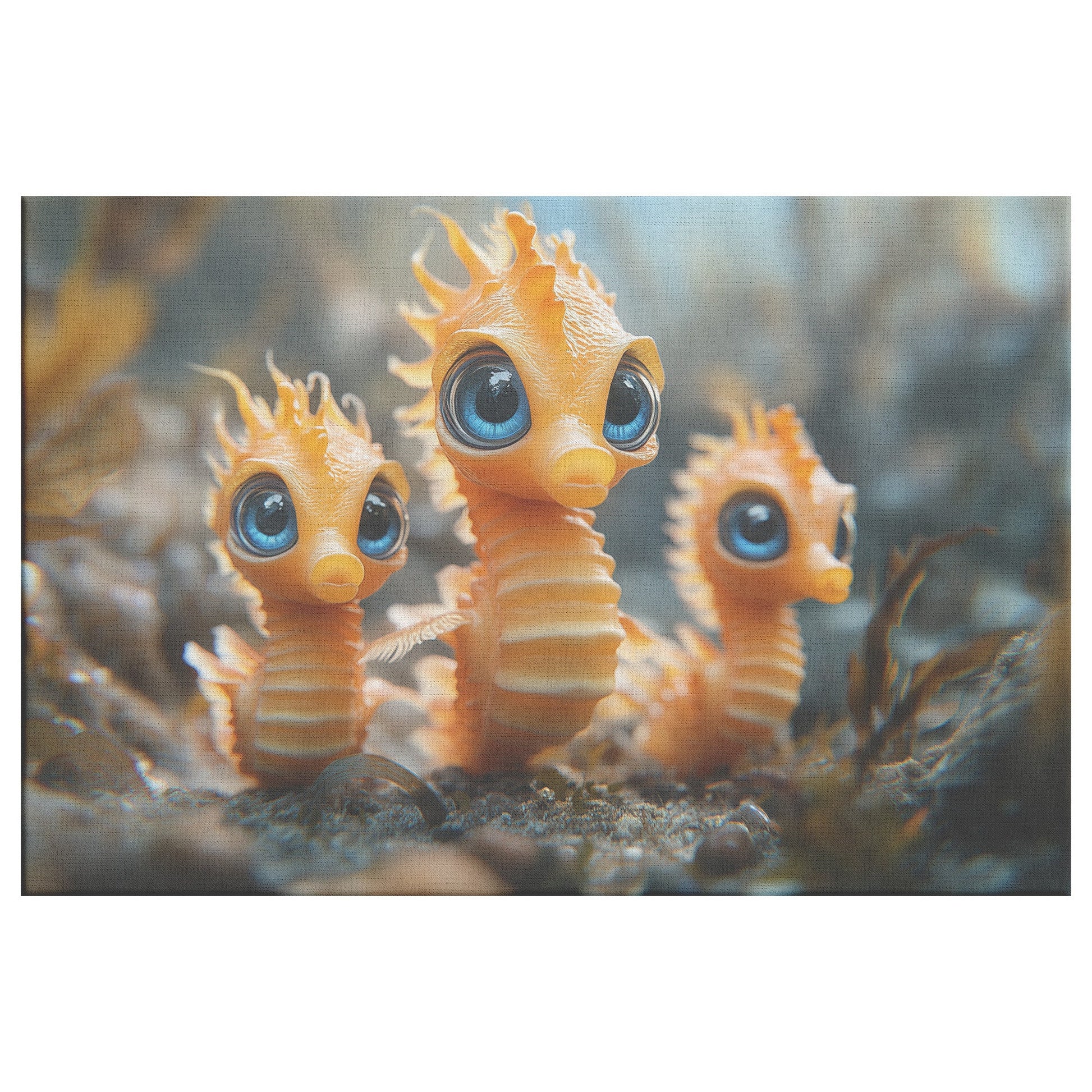 Cute Seahorse Family Underwater Scene Vibrant Marine Life Canvas Wall Art Decor for Home and Office Ocean Theme - Awakening Righteousness