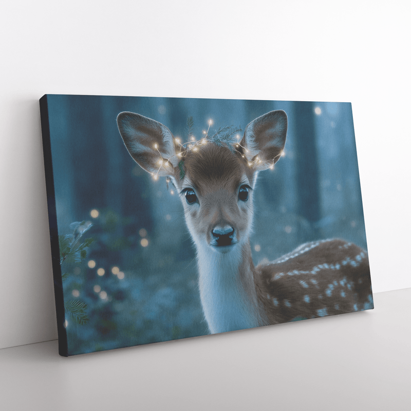 Deer Fawn with Blue Eyes Aesthetic Canvas Wall Art - Awakening Aesthetics