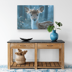 Deer Fawn with Blue Eyes Aesthetic Canvas Wall Art - Awakening Aesthetics
