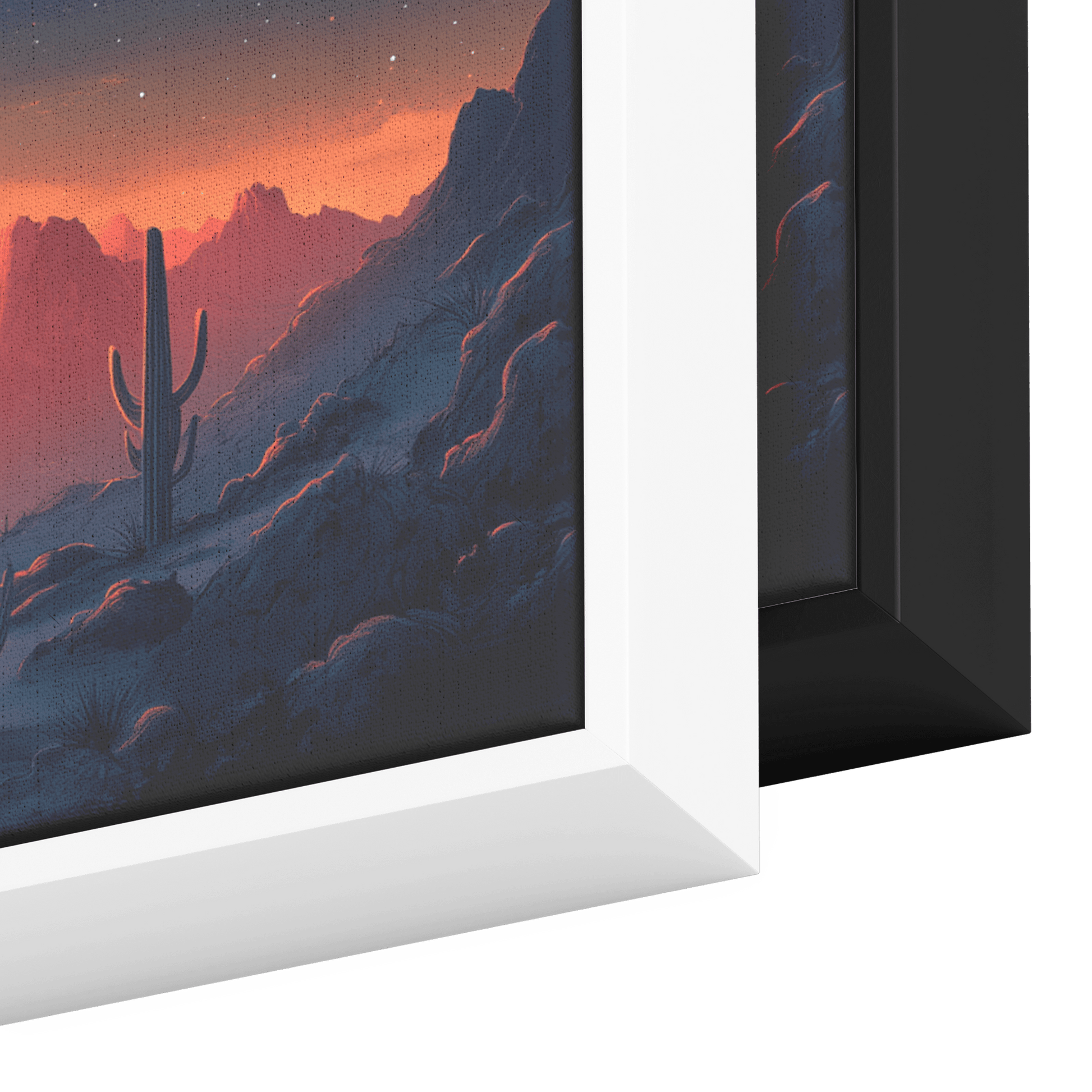 Desert Scene Serene Landscape Abstract Cacti Silhouettes Pale Beige Mountains Ultra High Definition Panoramic Framed Canvas Wall Art - Awakening Righteousness