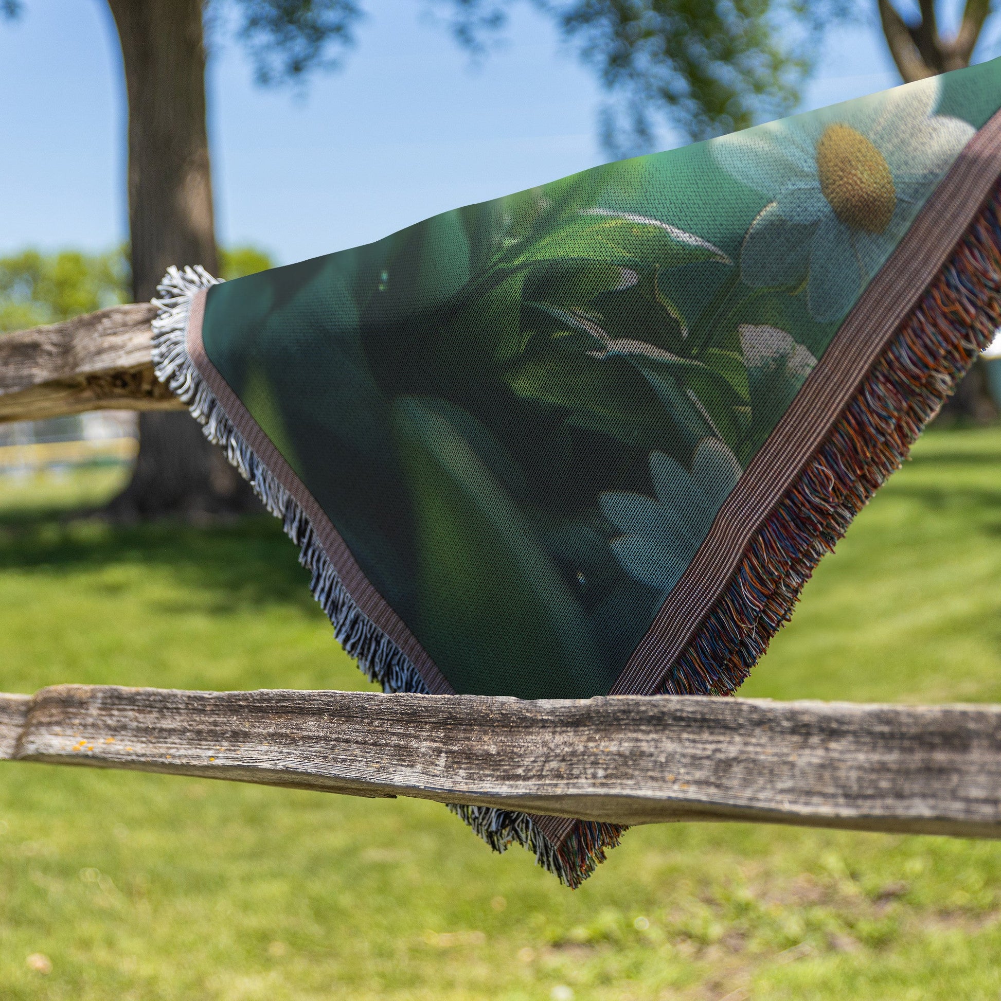 Dew Kissed Daisies in a Sunlit Meadow Woven Throw Blanket for Home Decor - Awakening Righteousness