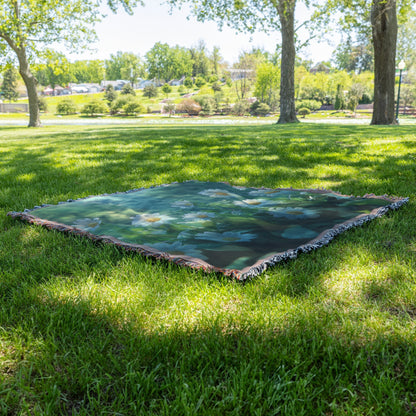 Dew Kissed Daisies in a Sunlit Meadow Woven Throw Blanket for Home Decor - Awakening Righteousness