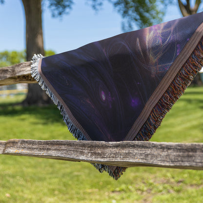Divine Holy Female Night Elf Woven Throw Blanket WoW Fantasy Art Inspired Ethereal Beauty For Home or Gift - Awakening Righteousness