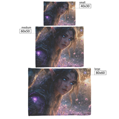 Divine Night Elf Fleece Sherpa Blanket Featuring Radiant Fantasy Art of a Holy Female Alliance Elf - Awakening Righteousness