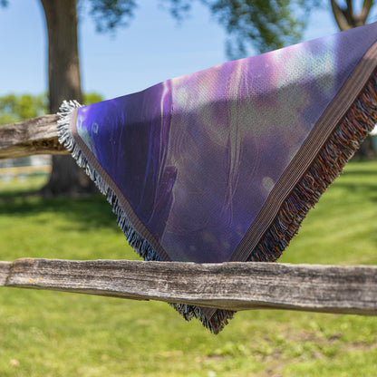 Divine Night Elf Woven Throw Blanket World of Warcraft Fantasy Art Beautiful Alliance Elf Holy Radiant Design - Awakening Righteousness
