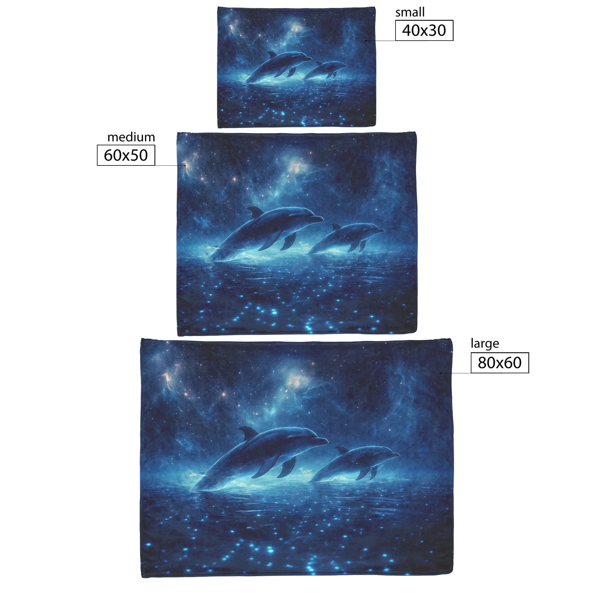 Dolphins Glowing Softly Swimming Through Bioluminescent Waters Star Filled Sky Peaceful Surreal Fleece Sherpa Blanket - Awakening Righteousness