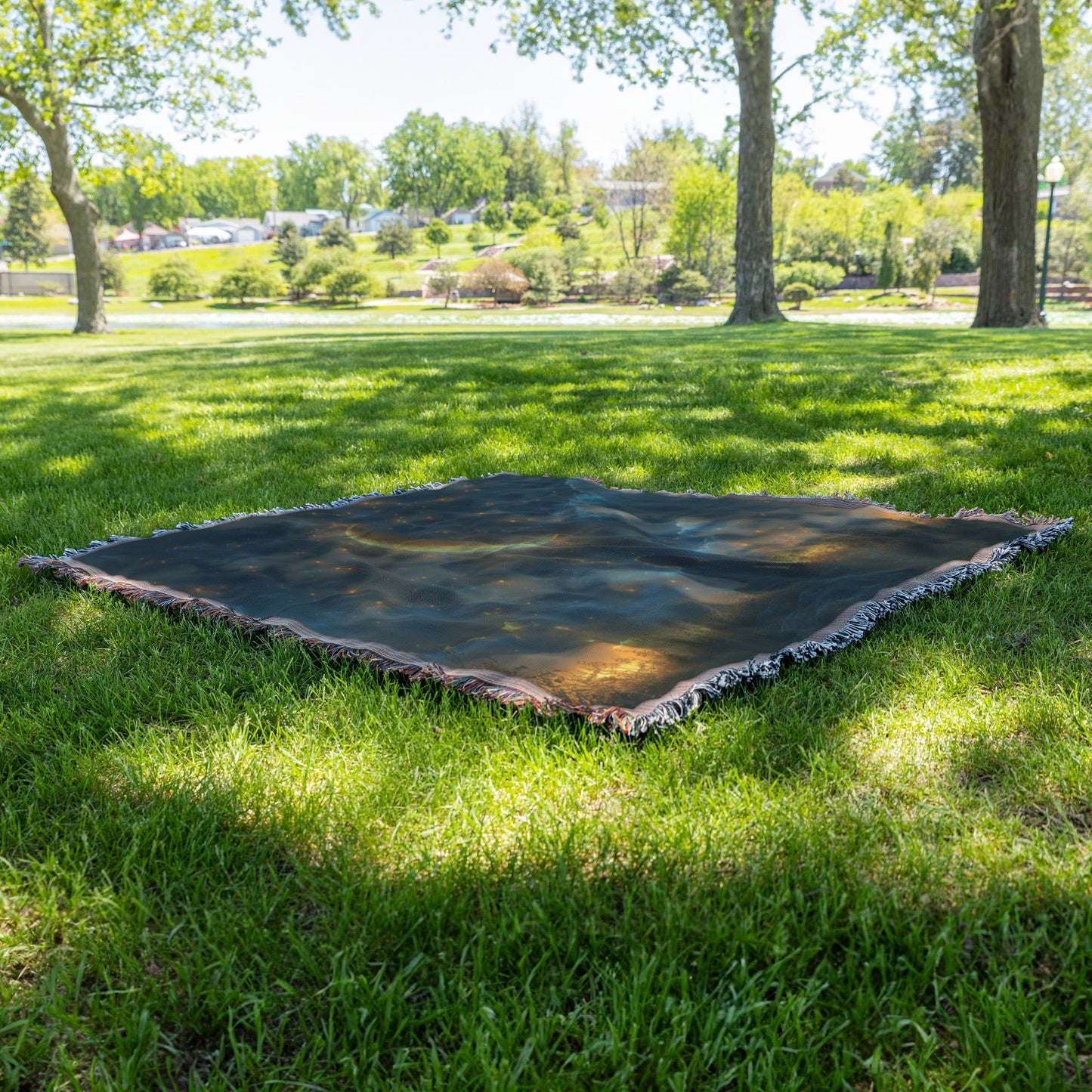 Dreamy Night Sky Crescent Moon Woven Throw Blanket - Awakening Righteousness