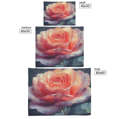 Elegant Pink Rose with Soft Petals and Lush Leaves Fleece Sherpa Blanket Ultra Soft Cozy Perfect for Home Gift - Awakening Righteousness