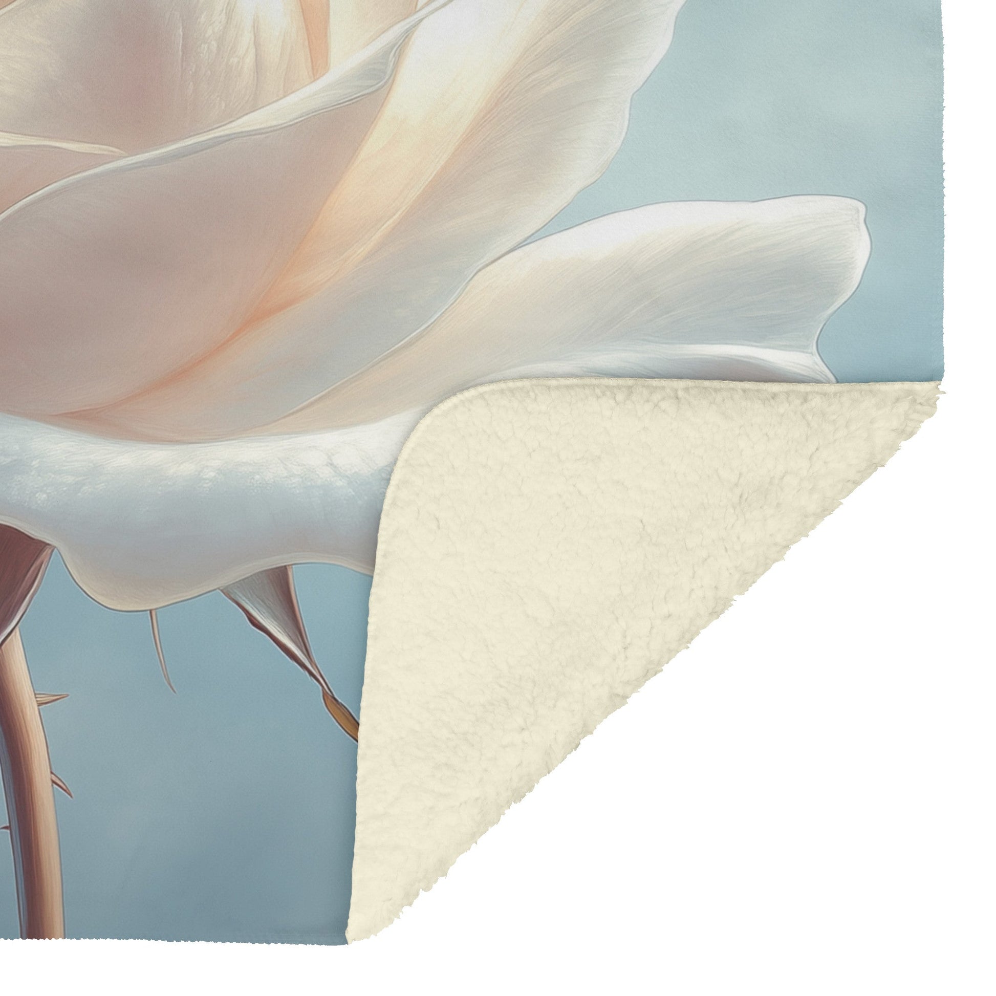 Elegant White Rose Fleece Sherpa Blanket Featuring a Radiant Design of Timeless Beauty and Soft Comfort - Awakening Righteousness