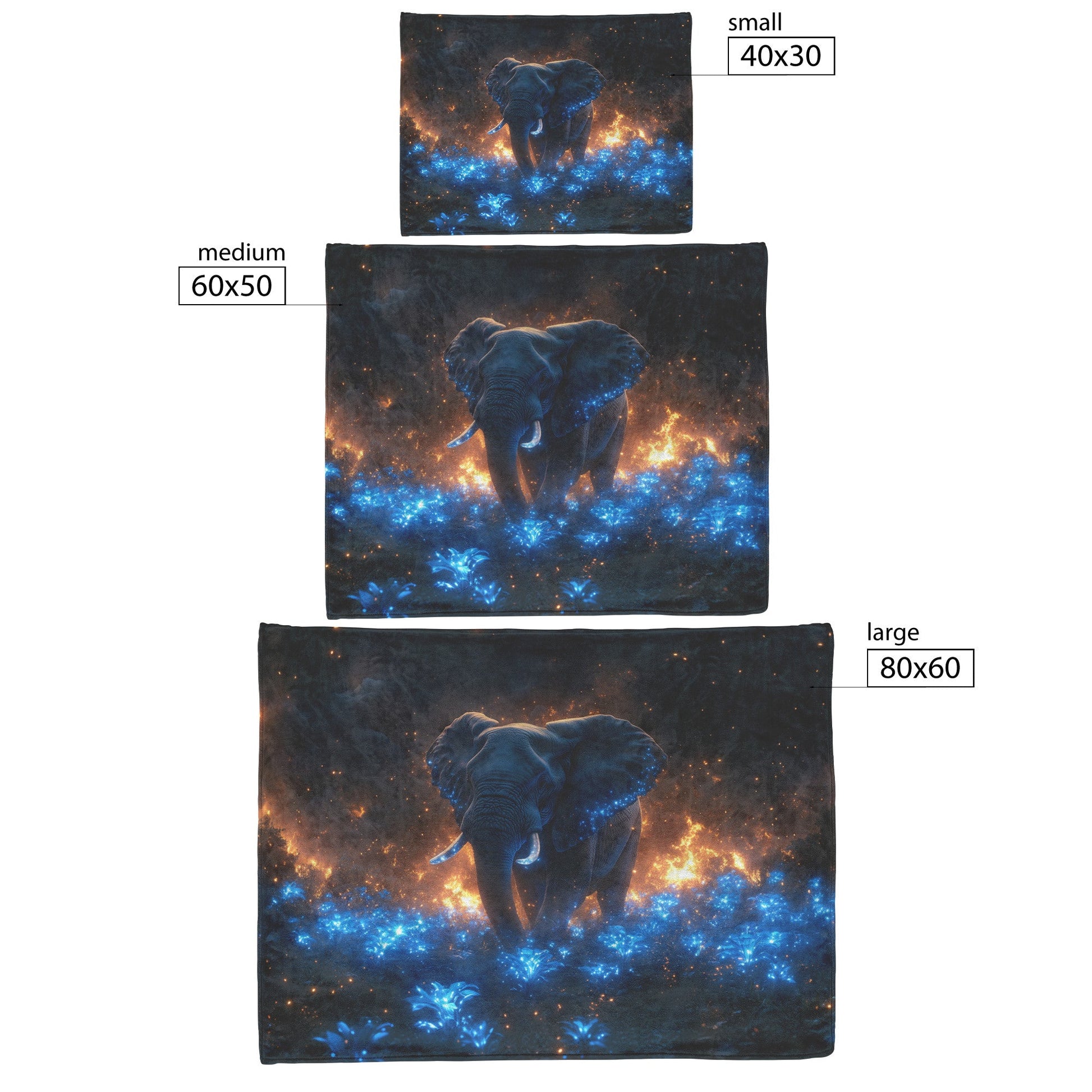 Elephant Walking Through Bioluminescent Forest Glowing Blue Plants Ethereal Light Twilight Sky Fleece Sherpa Blanket - Awakening Righteousness