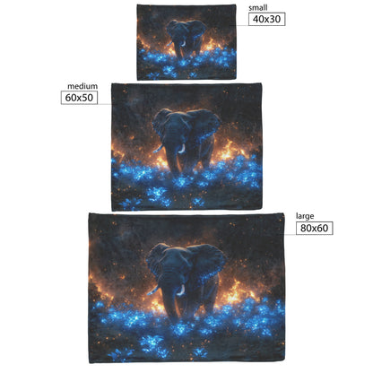 Elephant Walking Through Bioluminescent Forest Glowing Blue Plants Ethereal Light Twilight Sky Fleece Sherpa Blanket - Awakening Righteousness